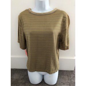 Donna Jessica Green Striped Short Sleeve Top/Shirt  NWT  DJ7
